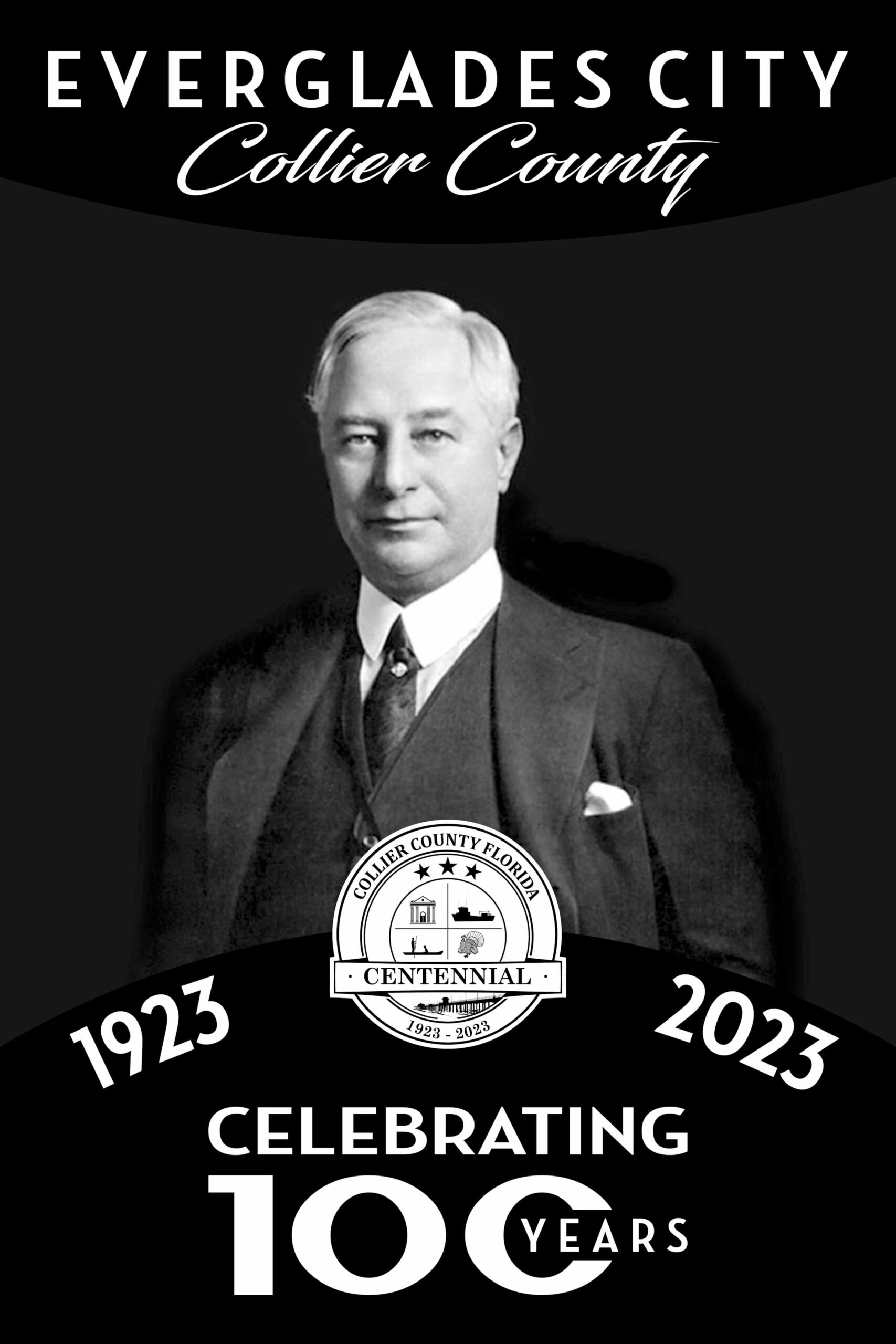 A historical photograph depicts a man in a tailored suit. The image says "1923, 2023 - Celebrating 100 Years"